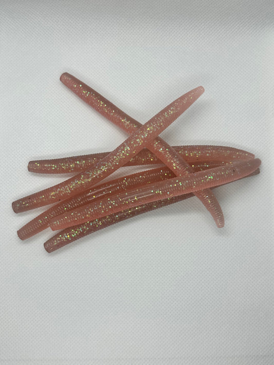 High stretch high durability soft plastic pink worm 6 pack of senkos